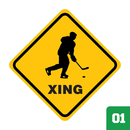 Hockey Xing yellow diamond decal